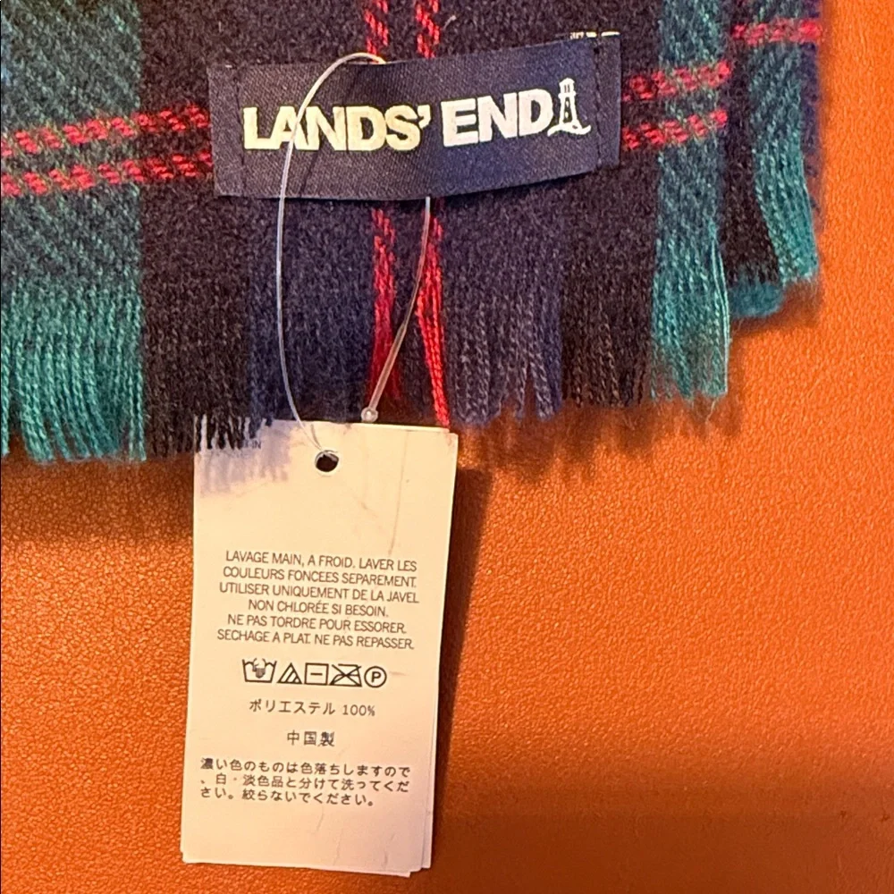 Lands' End Multicolor Plaid Scarf